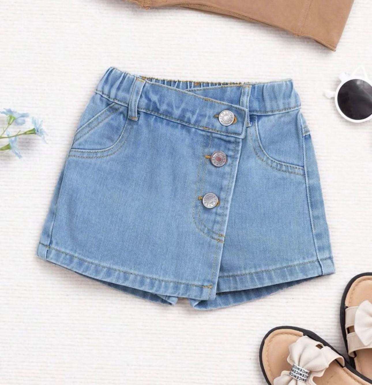 Falda short jeans azul claro