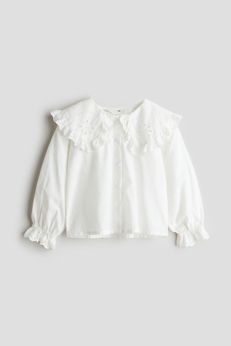 Camisa blanca  manga larga niña H&M