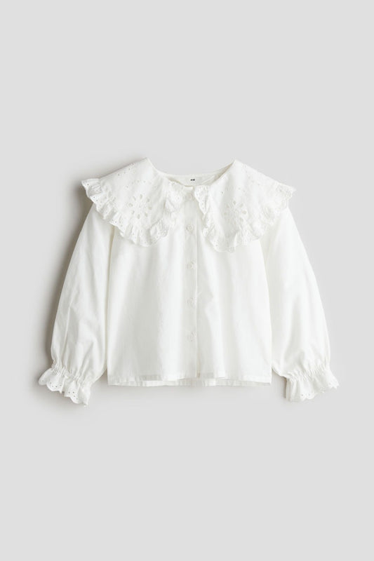 Camisa blanca  manga larga niña H&M