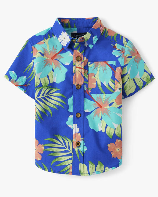 Camisa formal azul hawaiana Childrens Place niño