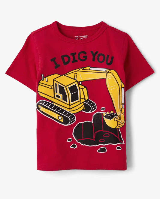 Camisa roja construcción Children Place niño I Dig you