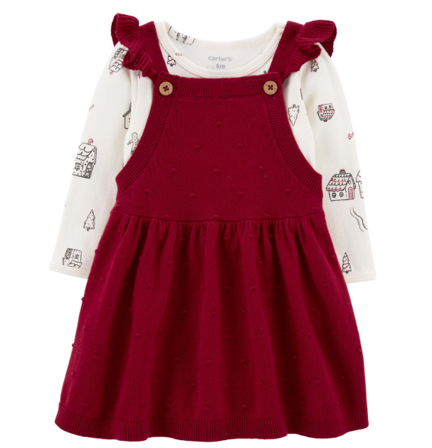 Vestido rojo ocre con camisa Carters