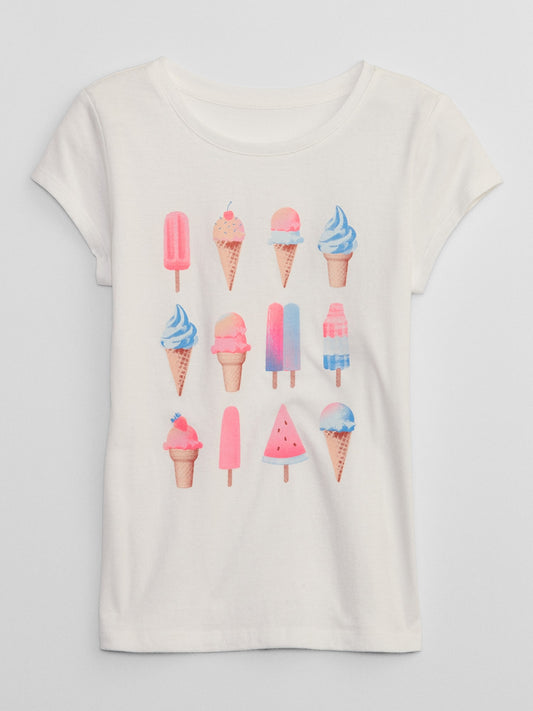 Camisa blanca helados ice cream Gap niña