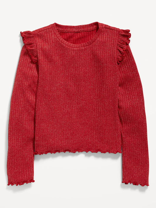 Camisa roja old navy niña revuelos glitter