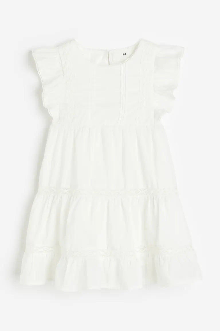 Vestido blanco encaje fino niña H&M