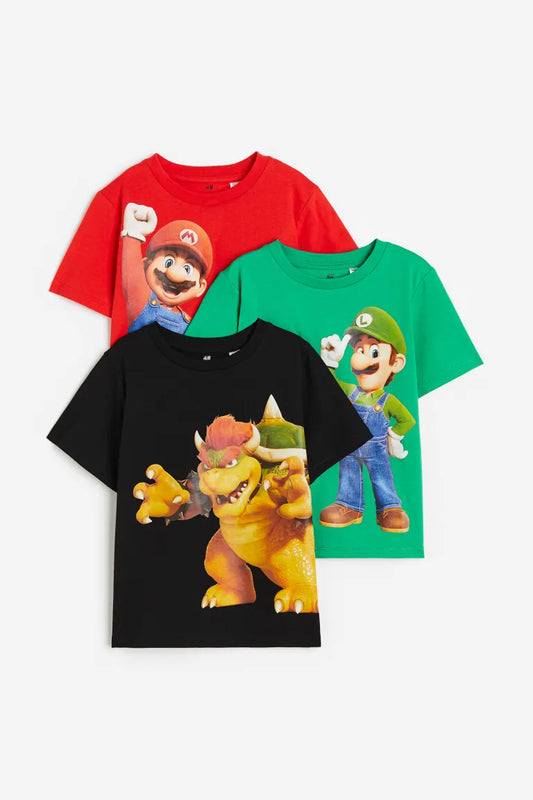 Set 3 Camisas H&M Mario Bross niño