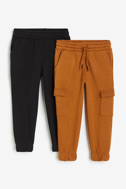 Set 2 Joggers pantalon negro café niño H&M