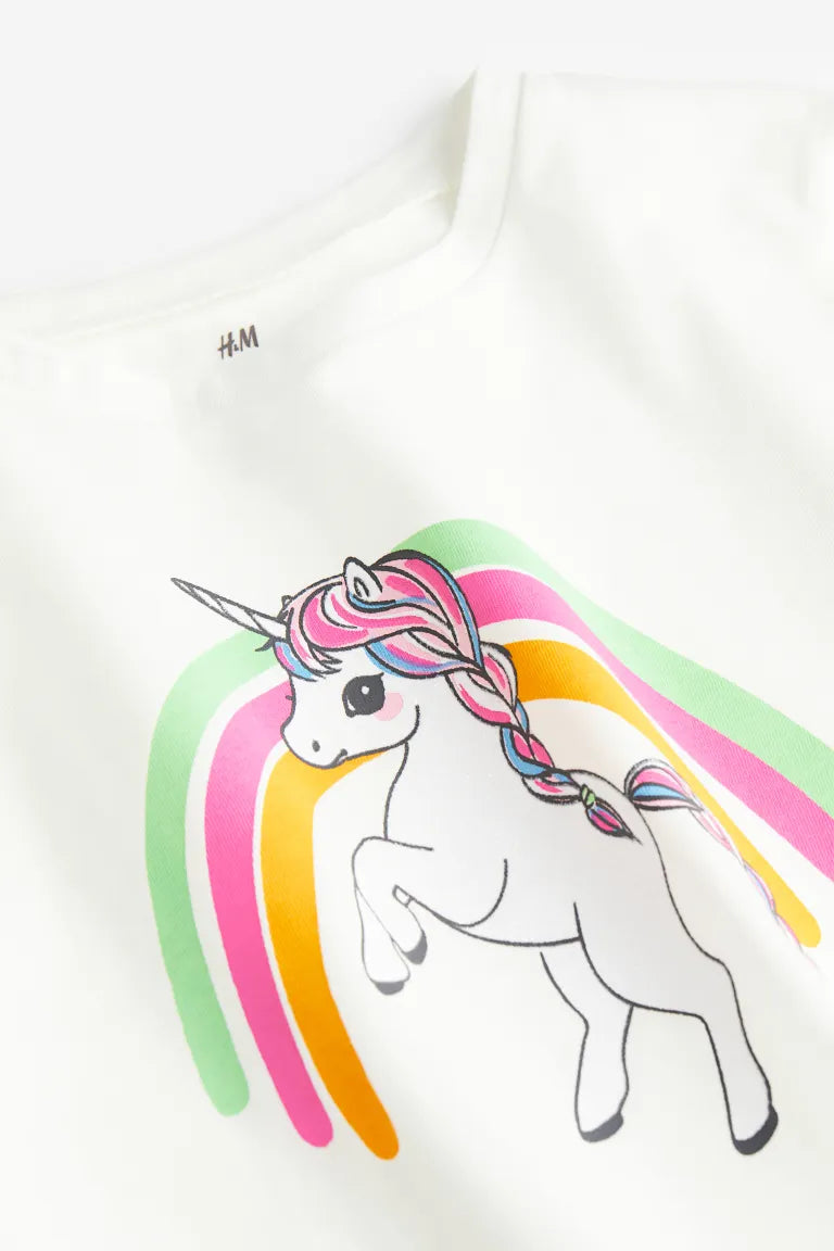 Camisa blanca unicornio h&m niña