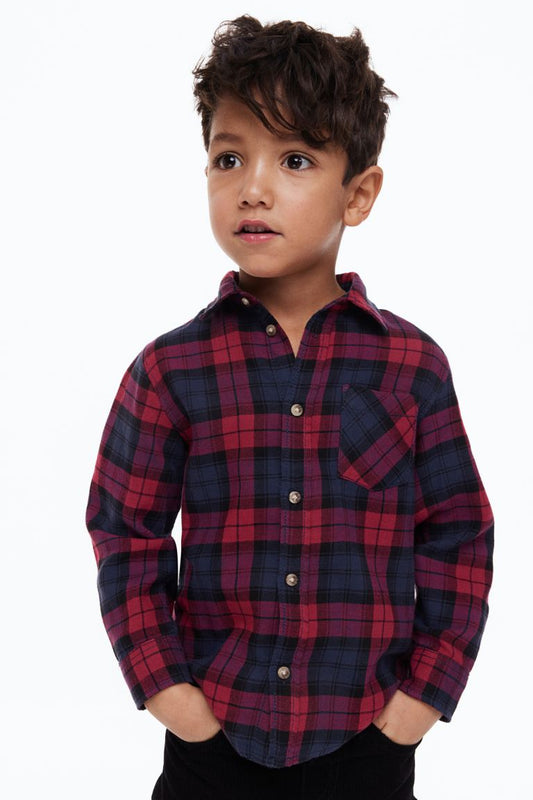 Camisa cuadros azul roja niño H&M formal