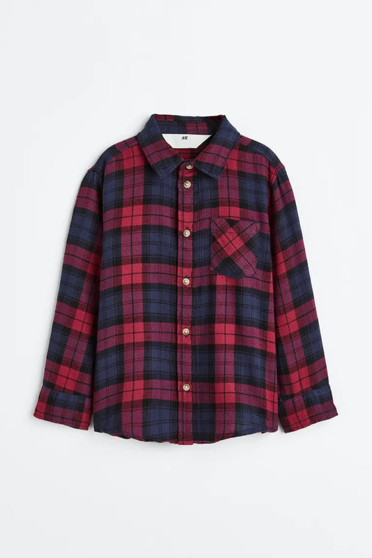 Camisa cuadros azul roja niño H&M formal 28896496