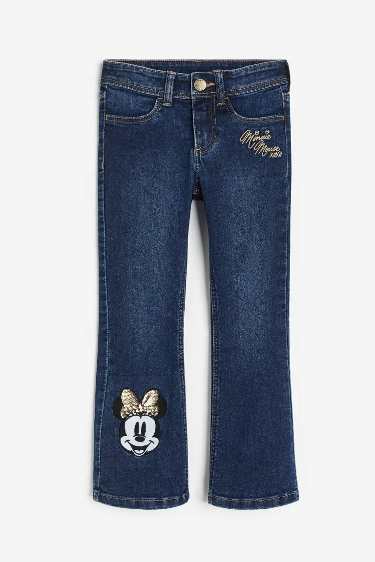 Pantalon Jeans Minnie H&M niña acampanado