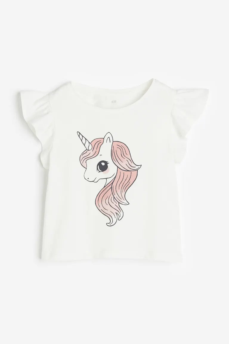 Camisa blanca unicornio h&m niña