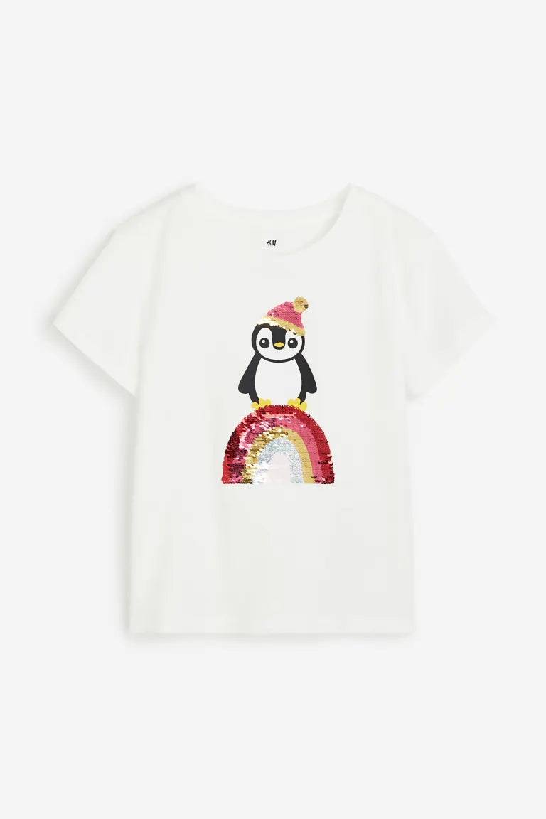 Camisa blanca pinguinos niña H&M