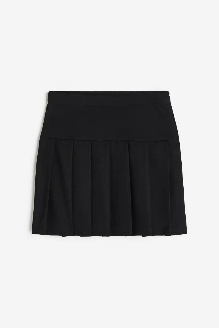 Falda negra plizada paletones niña H&M