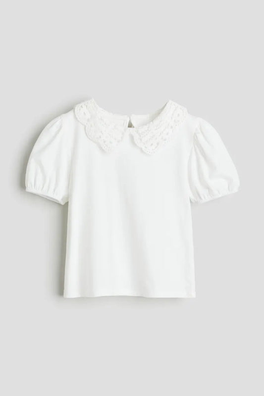 Camisa blanca niña H&M revuelos blusa