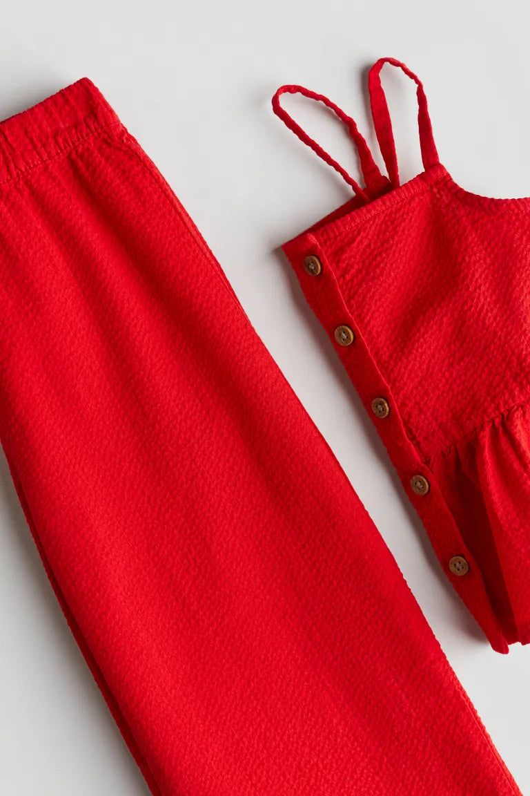 Set 2 piezas rojo niña H&M pantalon camisa