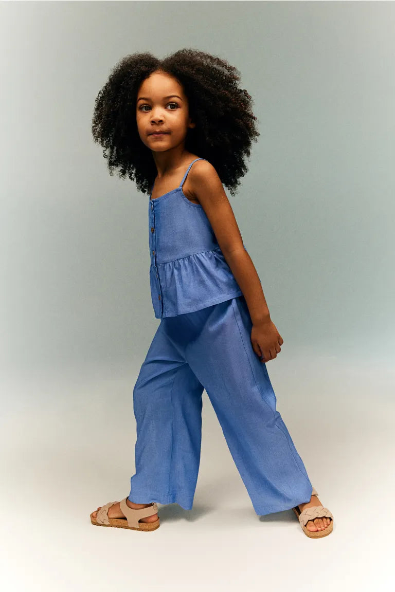 Set 2 piezas azul niña H&M pantalon camisa