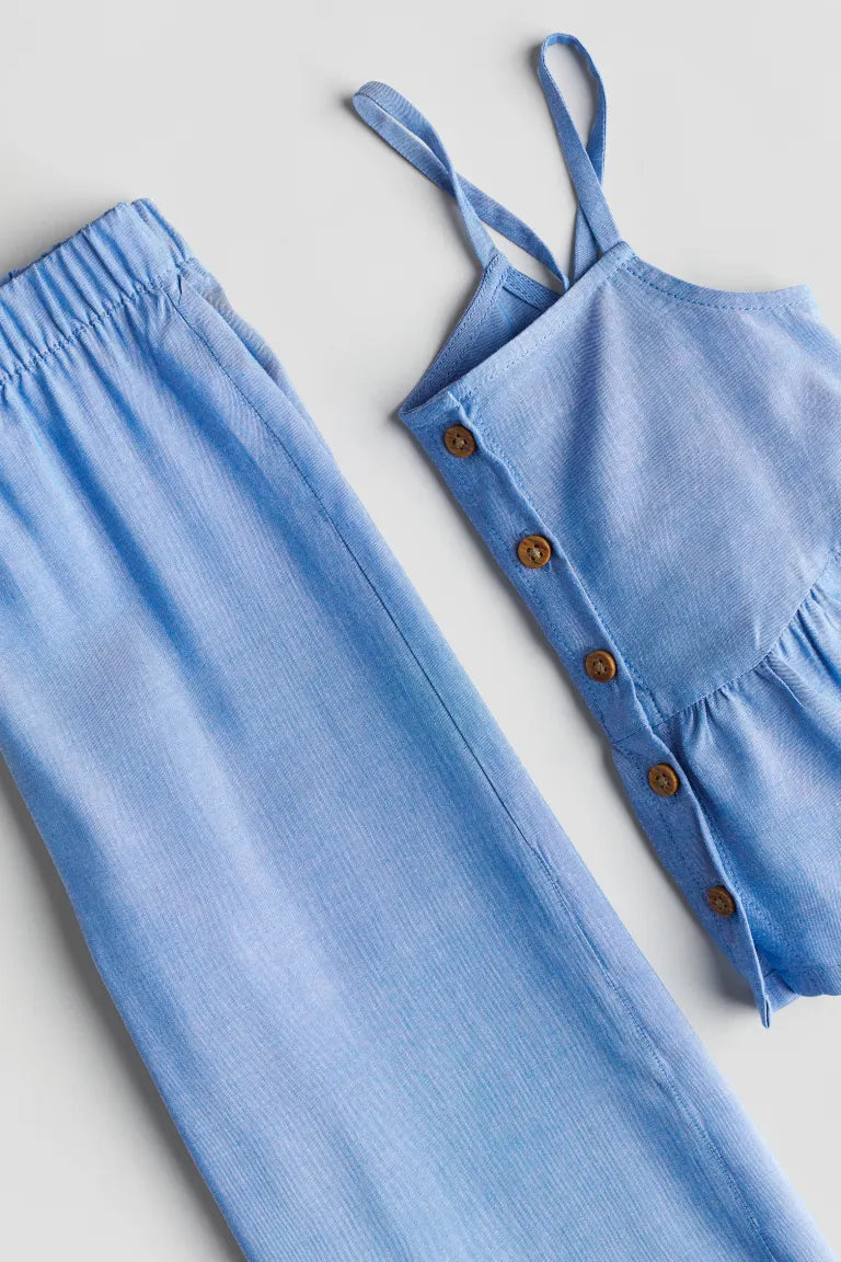 Set 2 piezas azul niña H&M pantalon camisa