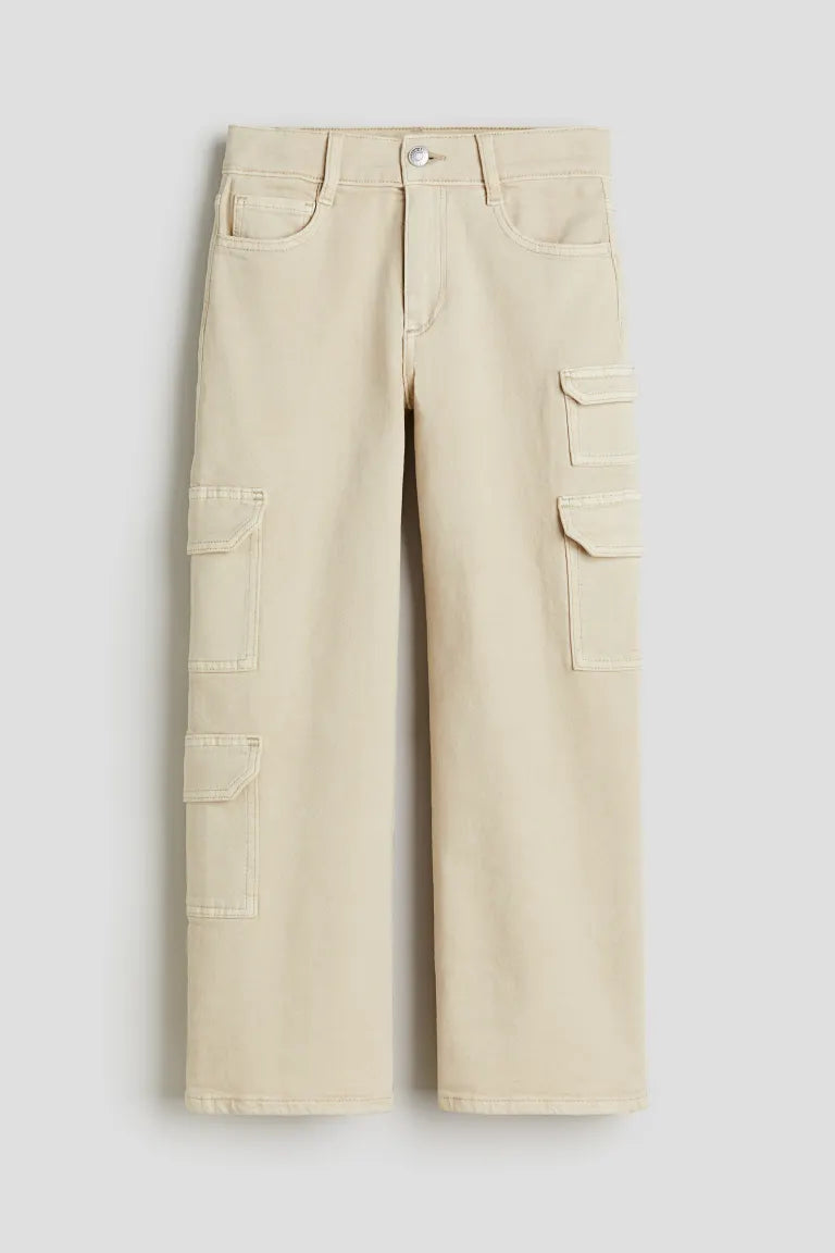 Pantalon Jeans cargo beige H&M niña