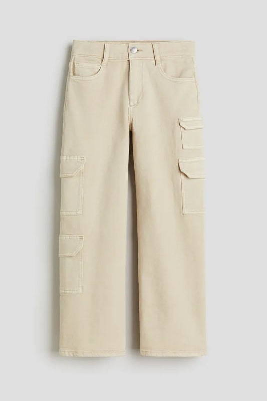 Pantalon Jeans cargo beige H&M niña