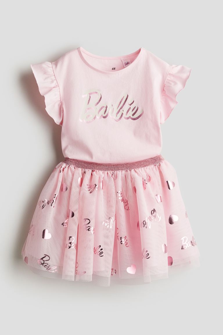 Set 2 piezas barbie falda tutu rosado H&M niña