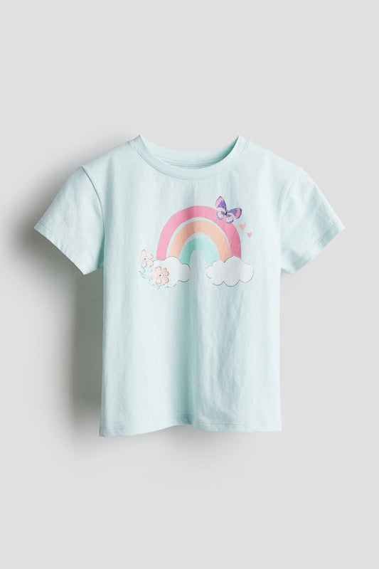 Camisa azul arcoiris mariposa H&M niña