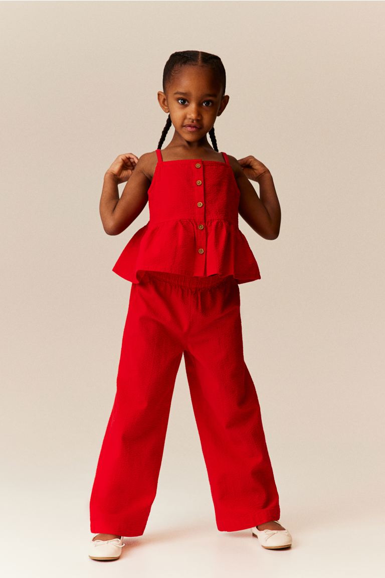 Set 2 piezas rojo niña H&M pantalon camisa