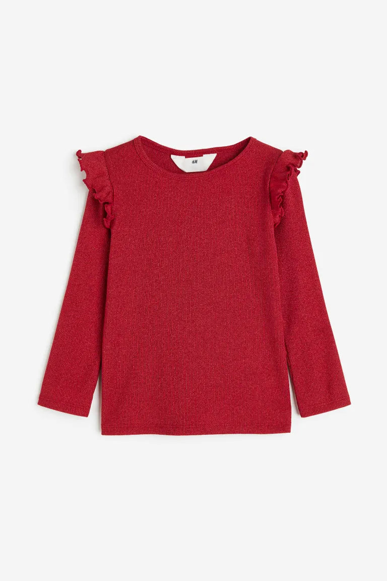 Camisa roja niña H&M revuelos glitter blusa