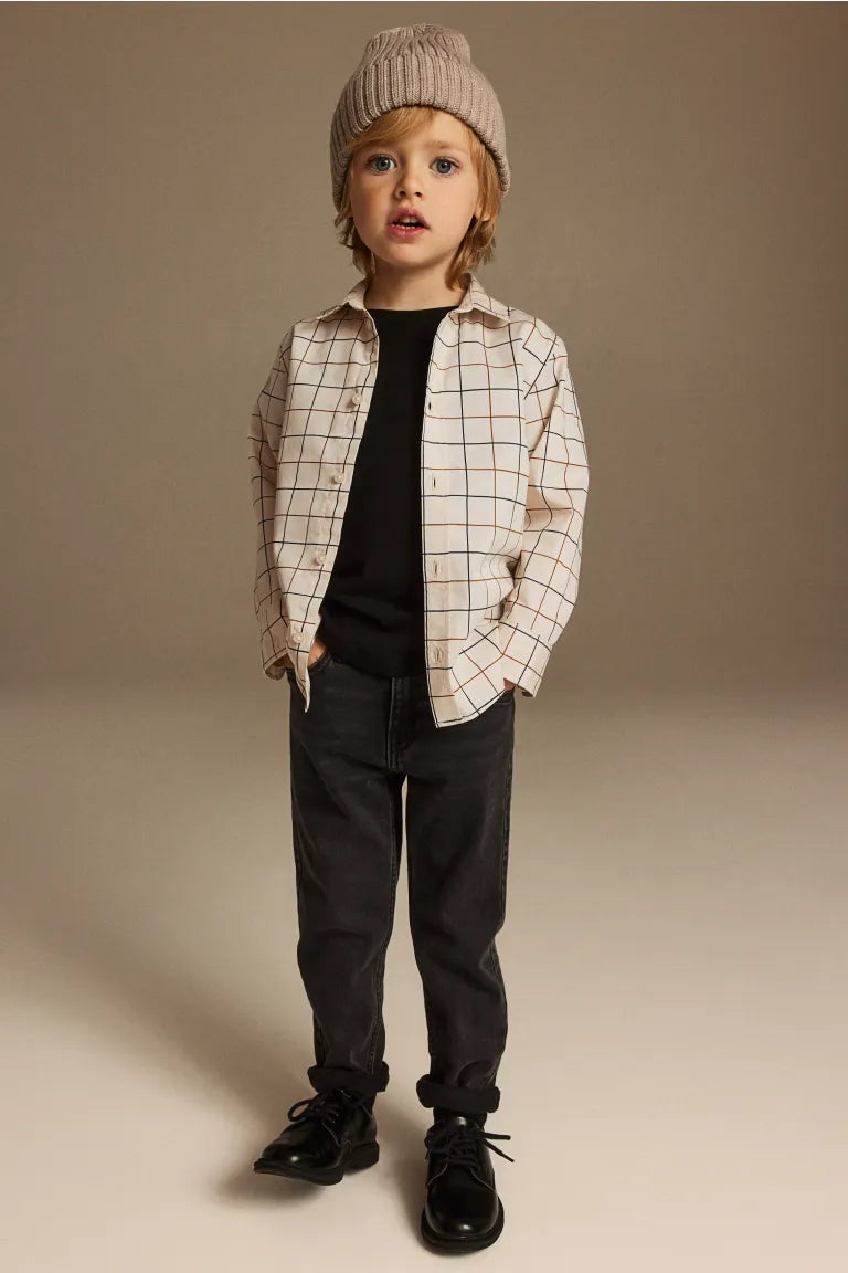 Camisa blanca cuadros niño H&M formal