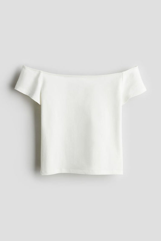 Camisa blanca shoulder off niña H&M