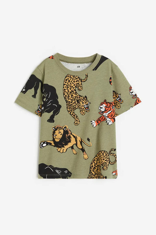 Camisa verde anímales H&M niño