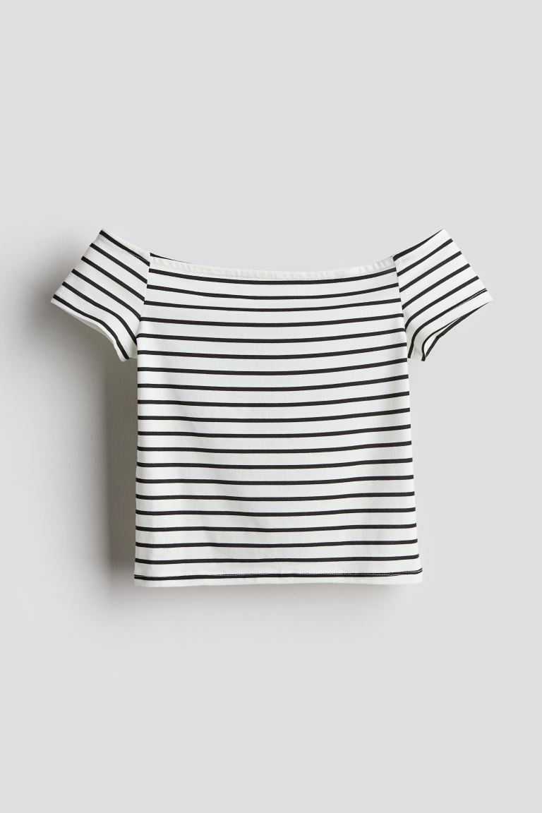 Camisa rayada shoulder off niña H&M