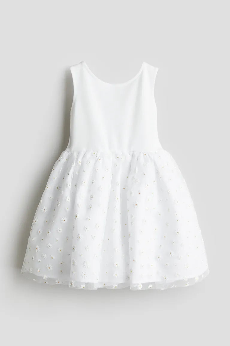 Vestido blanco niña H&M detalles tutu flores