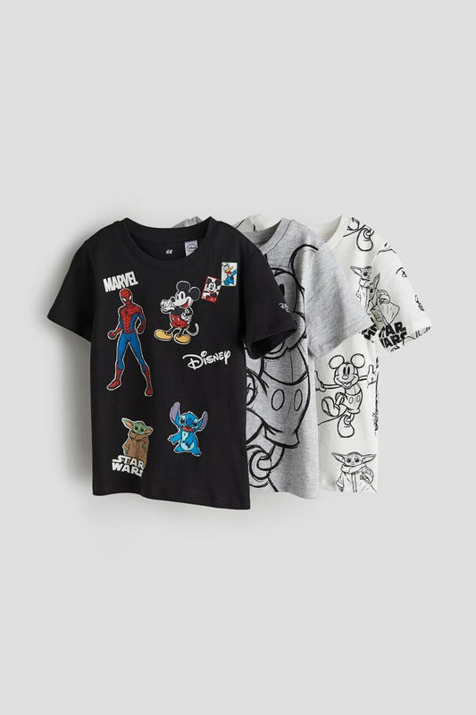 Set 3 Camisas H&M niño disney mickey spiderman stitch star wars