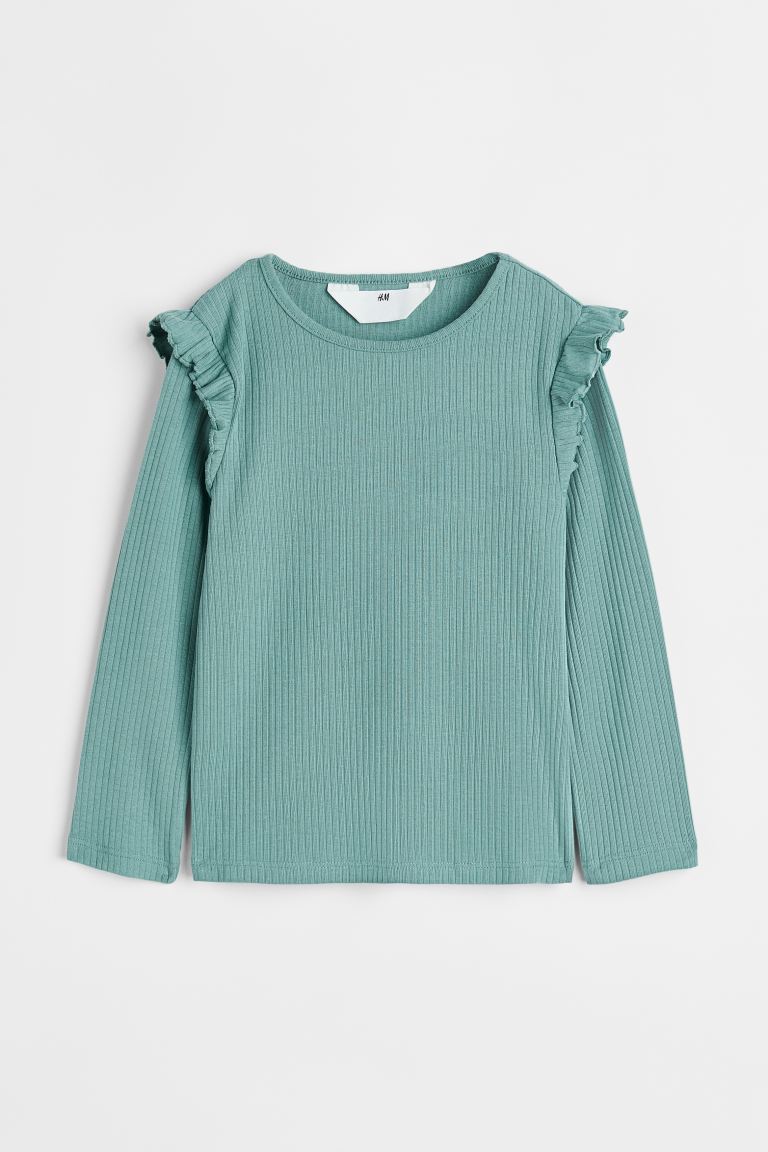 Camisa verde revuelos h&m niña