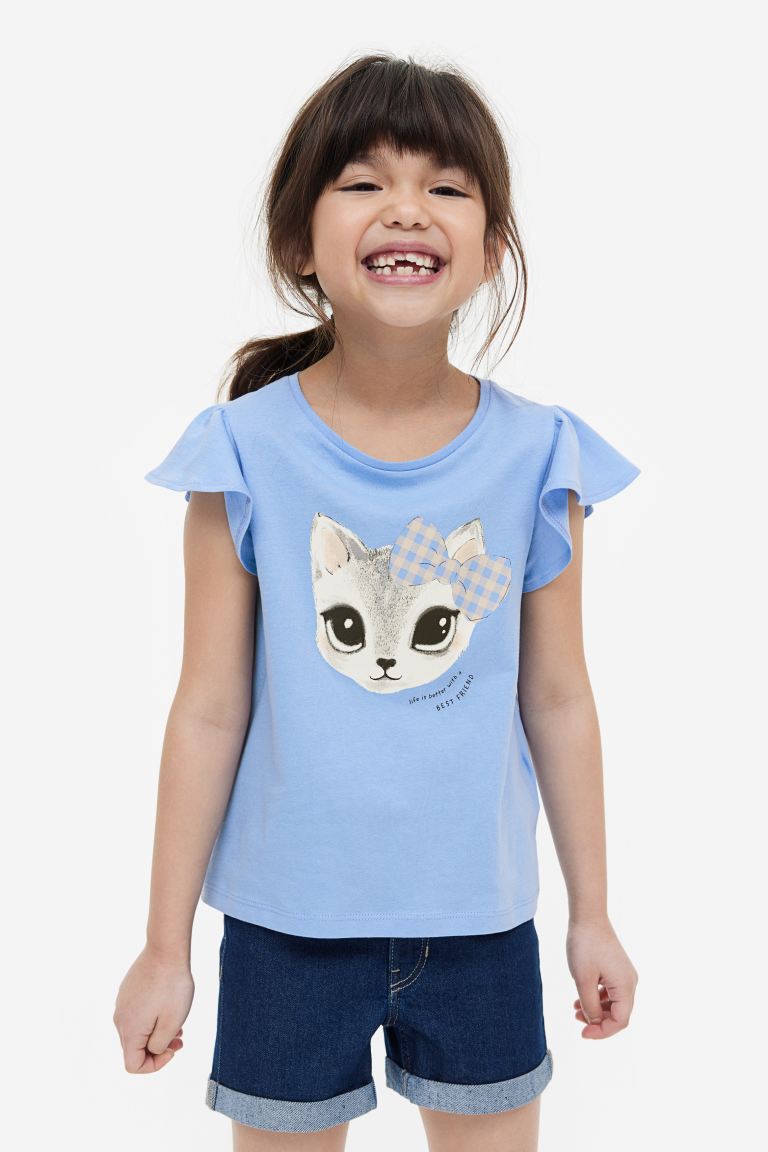 Camisa revuelos azul gatito H&M niña