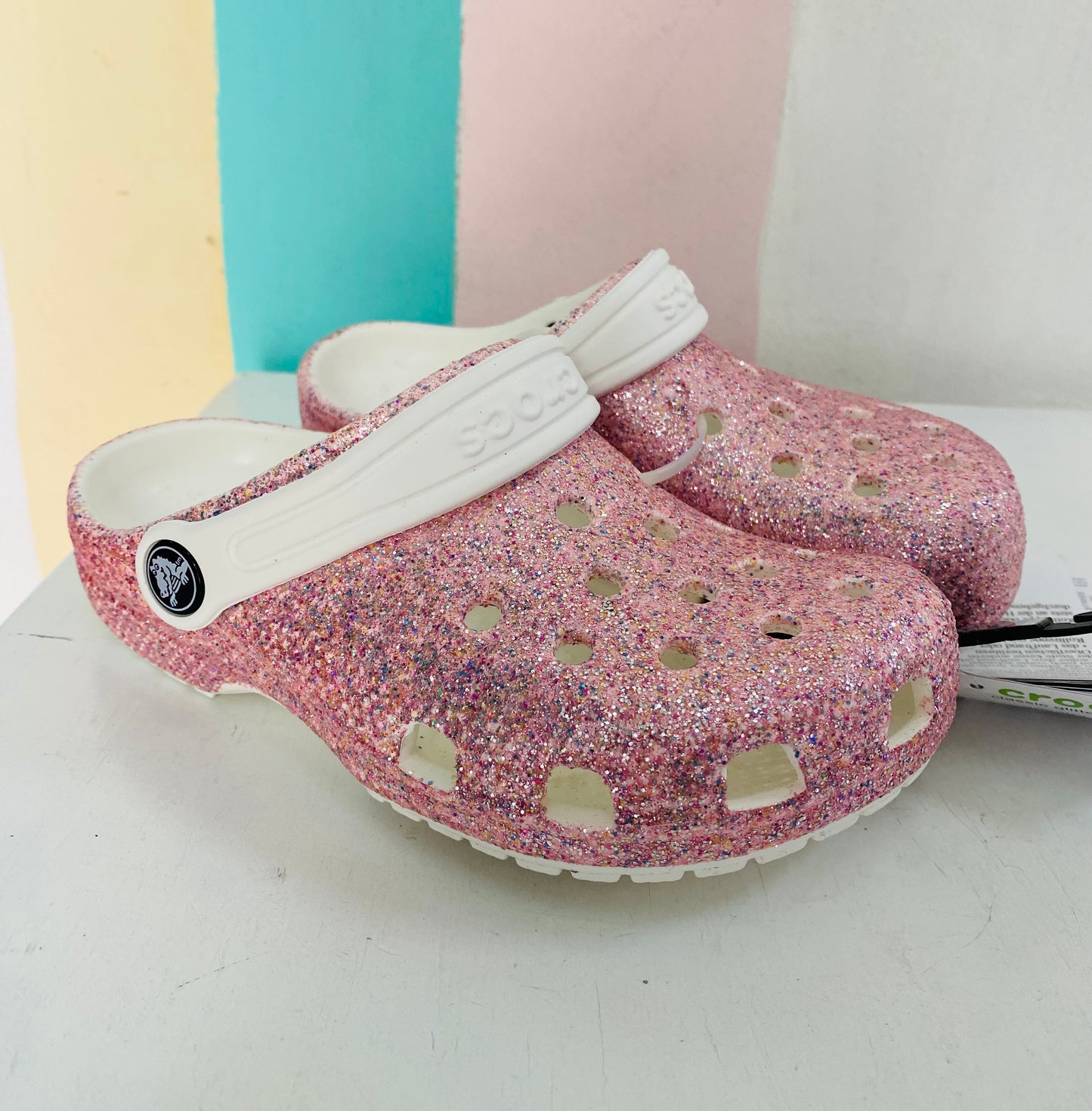 Crocs rosadas glitter Niña