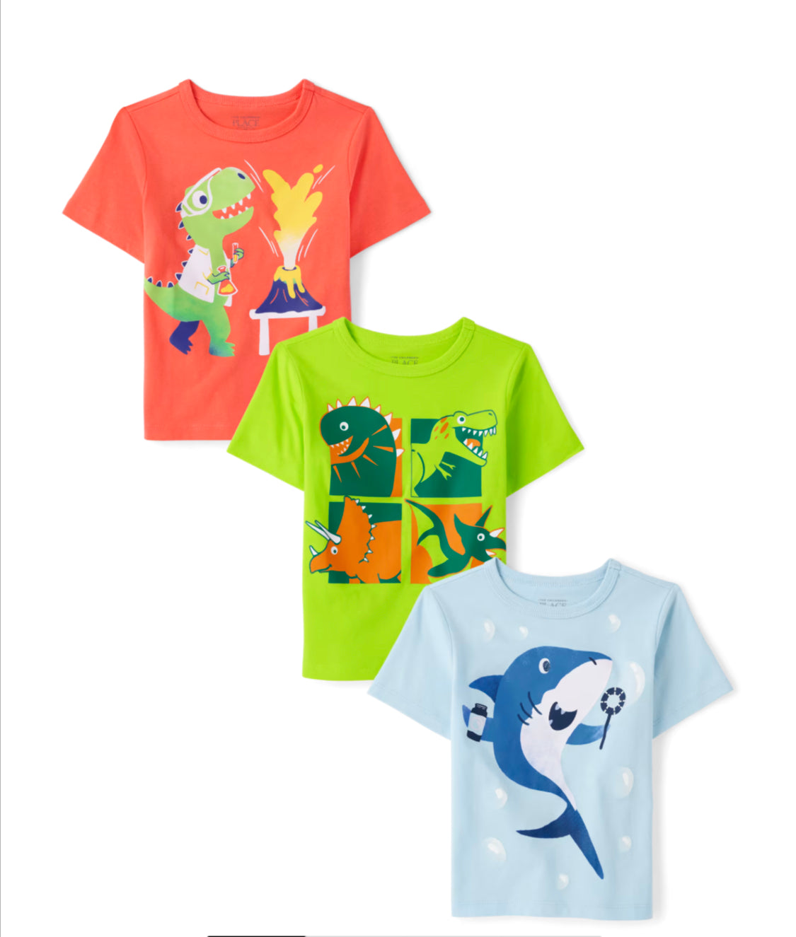 Set 3  camisas tiburón dinosaurio Children's Place niño