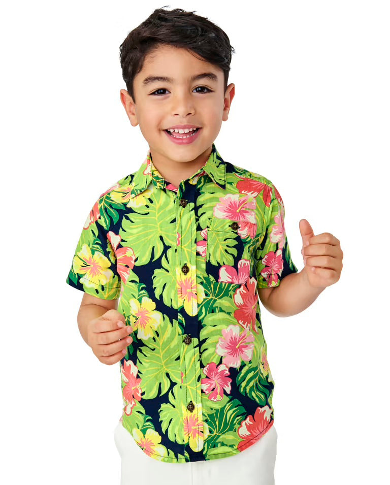 Camisa verde flores Gymboree niño