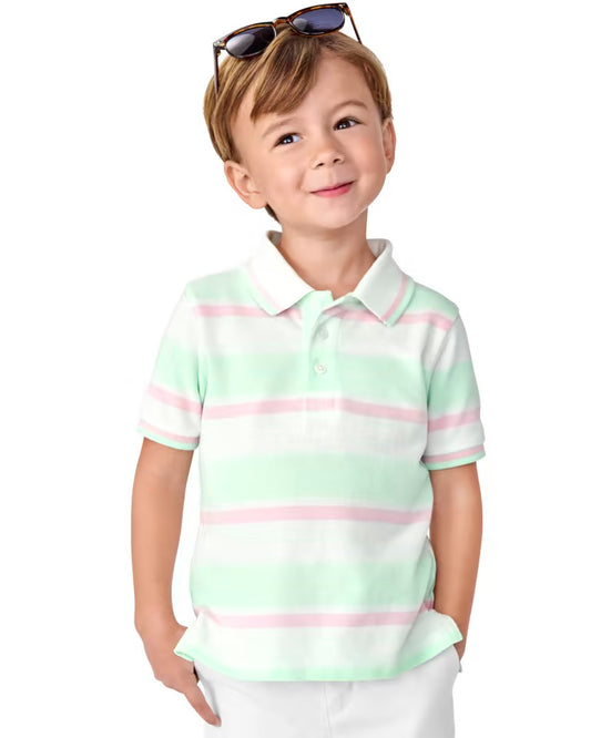 Camisa polo rayas verde rosado blanca  Gymboree niño