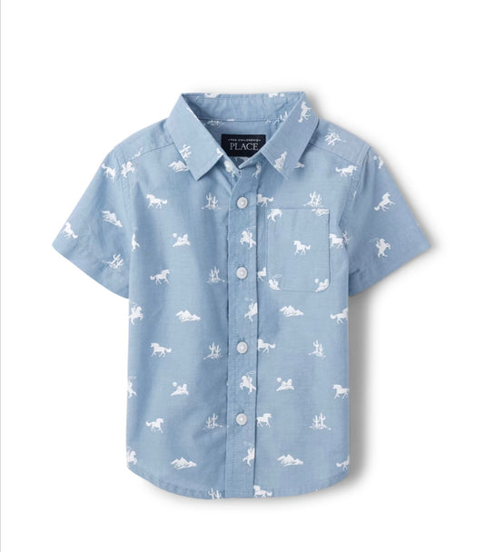 Camisa formal azul celeste caballos Childrens Place niño