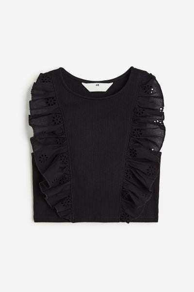 Camisa negra niña H&M revuelos blusa