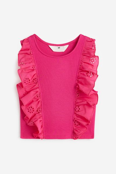 Camisa rosada niña H&M revuelos blusa fucsia