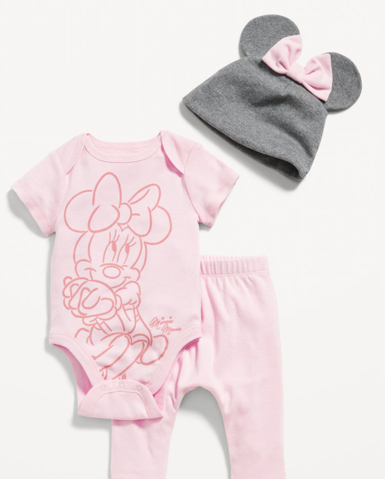 Set 3 piezas rosado Minnie Disney bebe niña