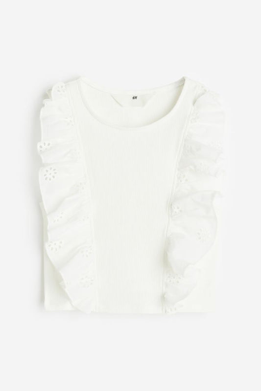 Camisa blanca niña H&M revuelos blusa