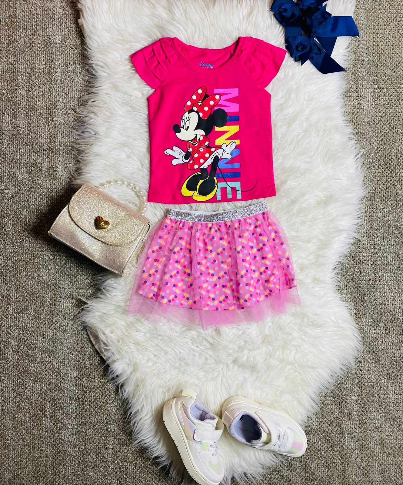 Set 2 piezas bebe niña Minnie Disney falda tutu camisa rosada