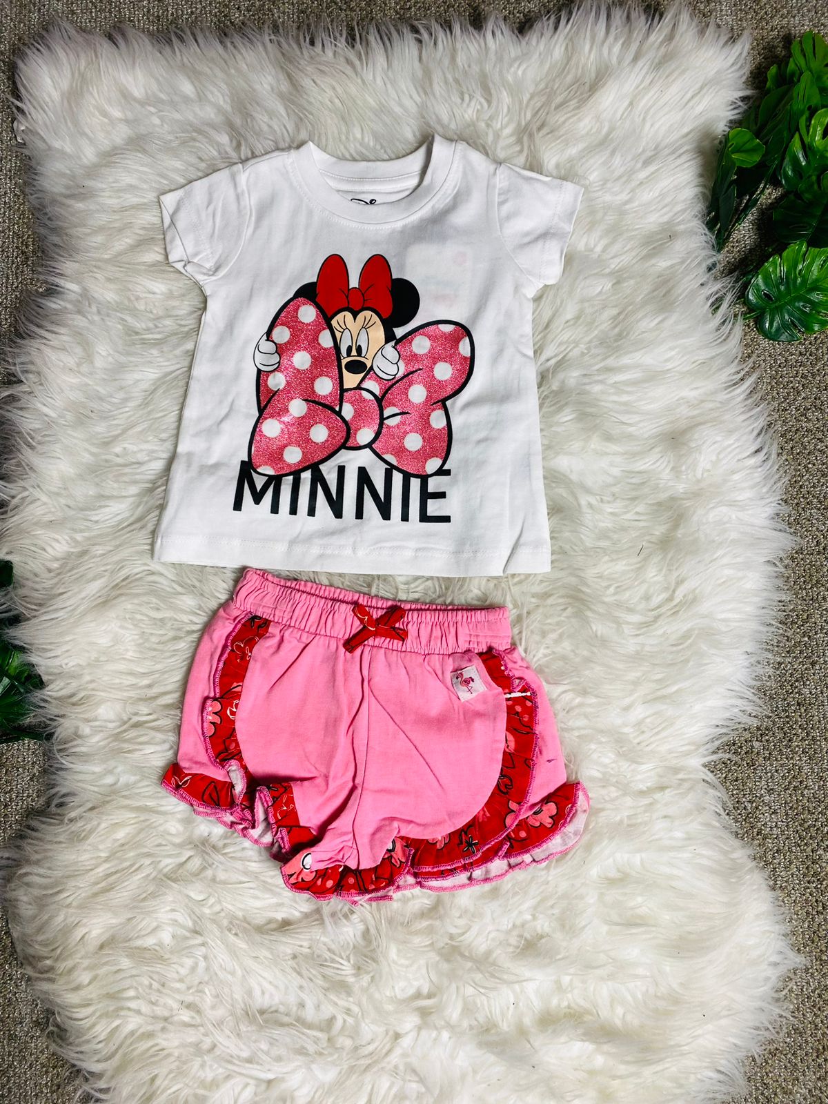 Set 2 piezas camisa blanca bebe niña minnie disney