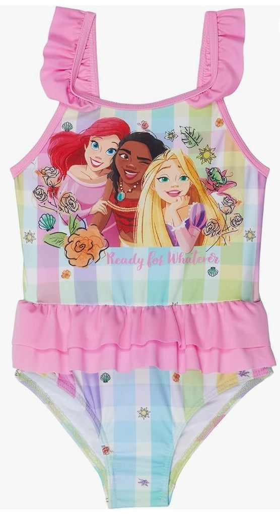 Traje baño 1 pieza princesas Disney rosado.