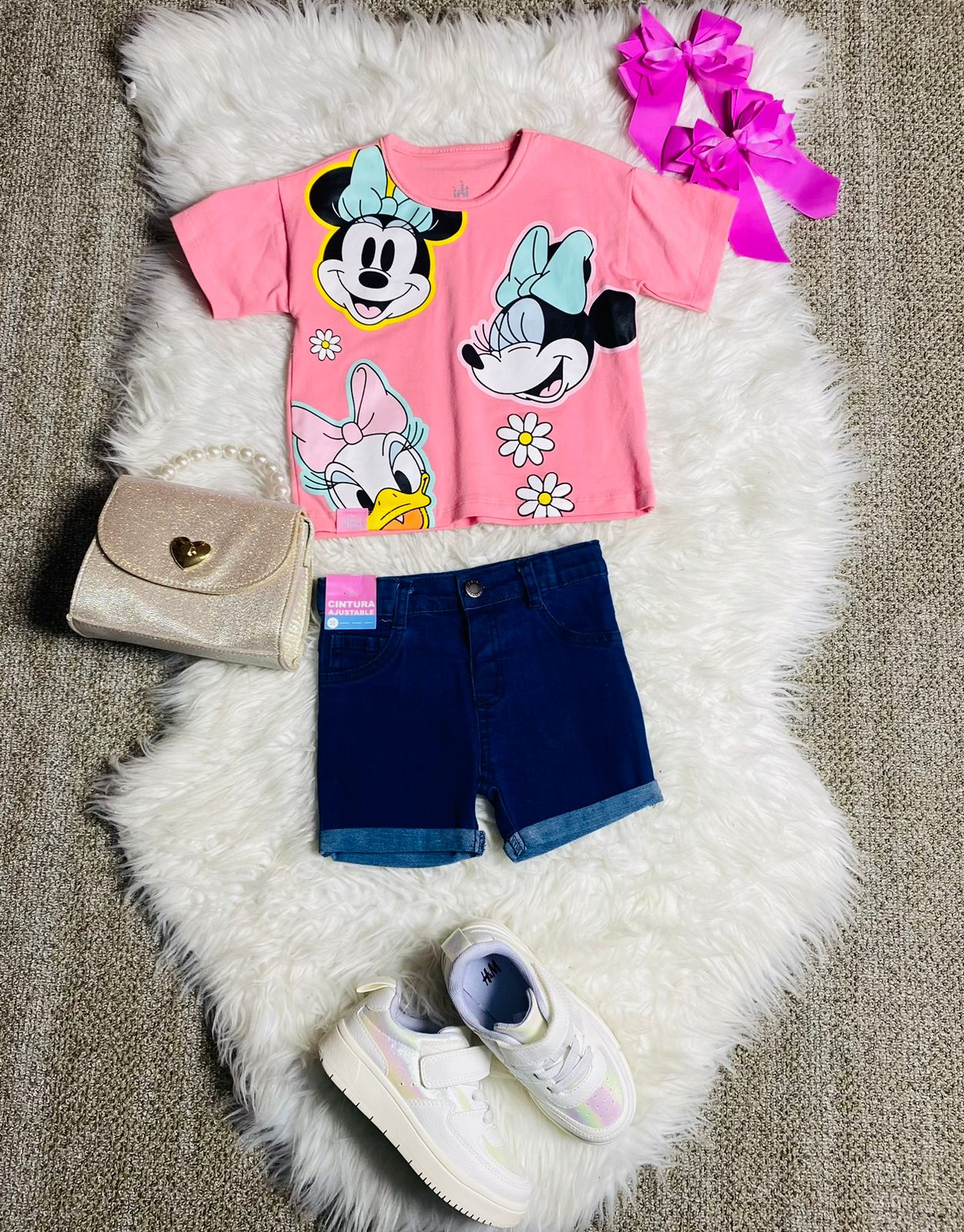 Set 2 piezas camisa rosada bebe niña minnie disney