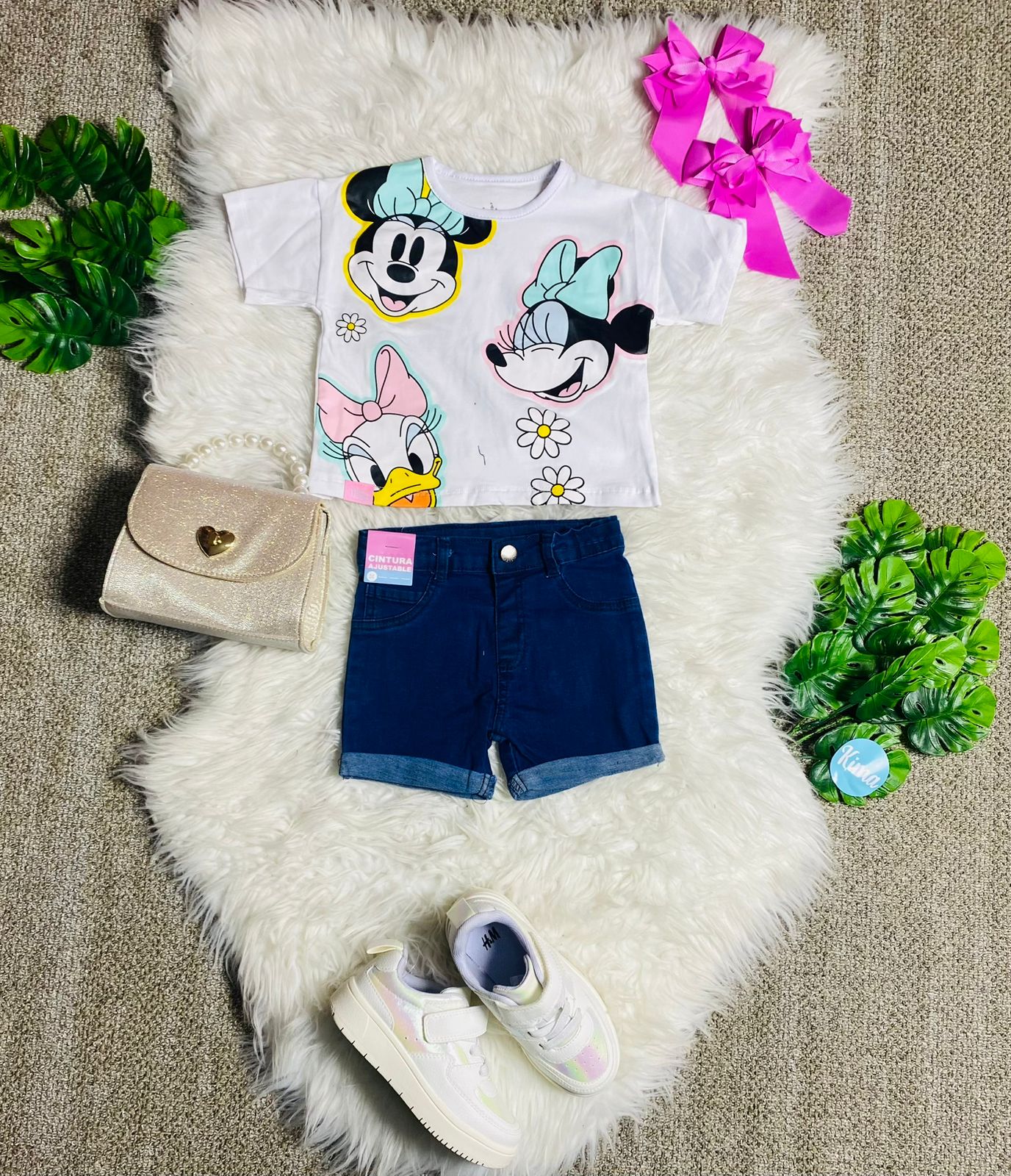 Set 2 piezas camisa blanca bebe niña minnie disney